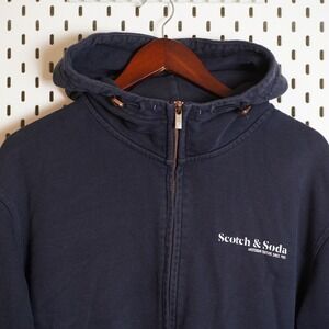 Scotch Soda Navy Blue Full Zip Hoodie Sweatshirt Amsterdam Couture Size XL